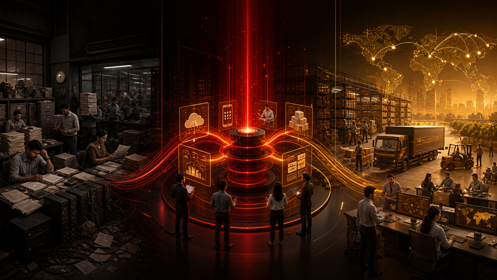 Business transformation journey from disconnected manual operations to a connected digital enterprise with global scale