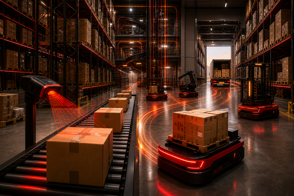 Smart warehouse coordinating inventory receiving, storage and dispatch across locations